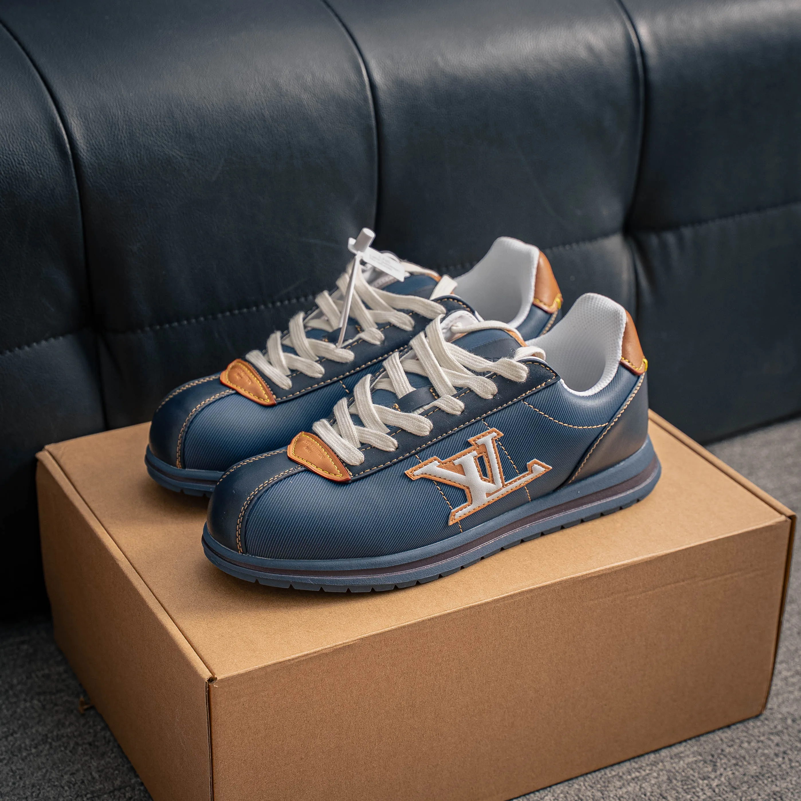 # LOUIS VUITTON x Nigo lv Buttersoft Cowhide Leather FW 25 Lace-Up Low-Top Shoes Same Style